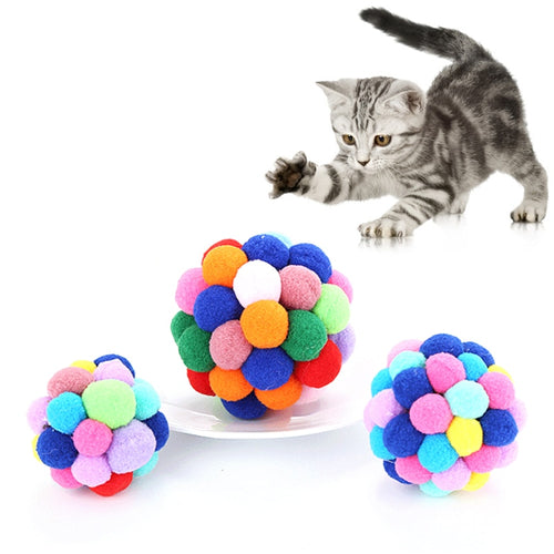 Hot Cat Pet Handmade Interactive Toy Pet Supplies Popular Toy Bells Bouncy Ball 1PC Colorful Elastic Ball Interactive 2018 New