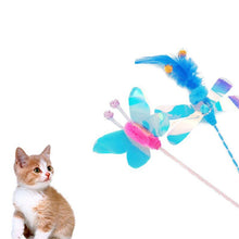 Load image into Gallery viewer, Cat Toys Cute Funny Colorful Rod Teaser Wand Feather Pet Toys for Cats Interactive Stick Cat Supplies Colorful Butterfly/worm