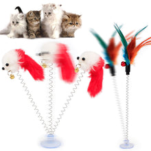 Load image into Gallery viewer, Cat Interactive Toy With Sucker Spring Feather Plush Mouse Funny Pet Toys LBShipping