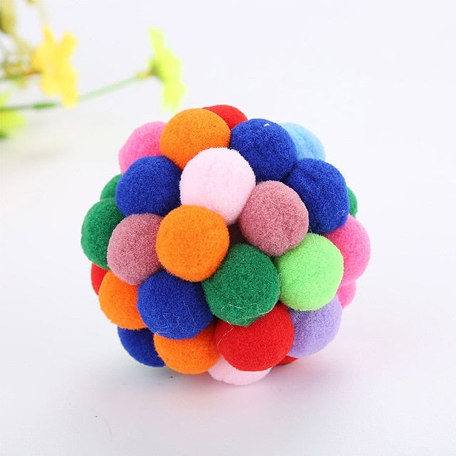 Hot Cat Pet Handmade Interactive Toy Pet Supplies Popular Toy Bells Bouncy Ball 1PC Colorful Elastic Ball Interactive 2018 New
