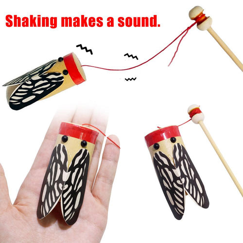 Kids Cicada Model Toys Wooden Rod Shaking Cicada Sound Transmission DIY Experiment Education Kids Toy
